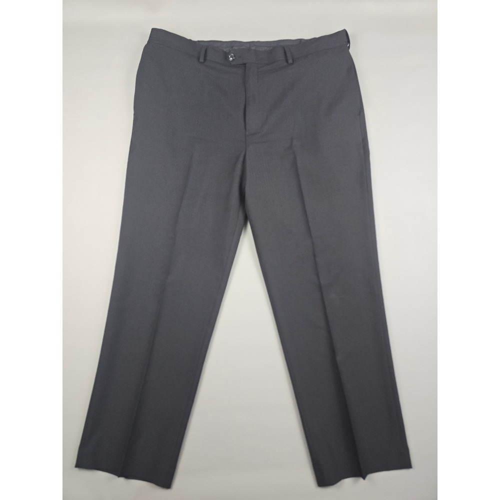 Savane Tailored 2u Comfort Waist Dress Pants Charcoal Black 40x30 Flat Front
